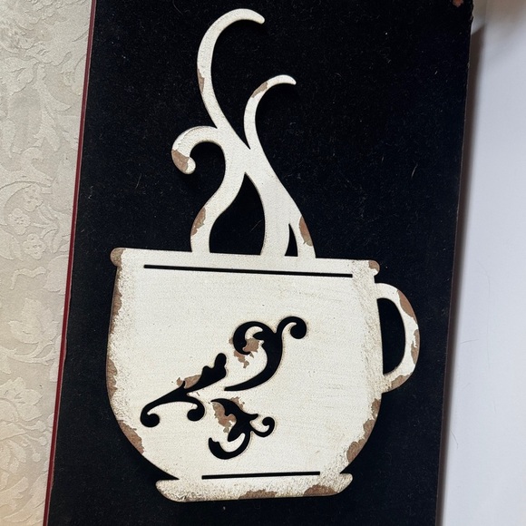 Rustic White Metal Wall Art Coffee Cup - Picture 1 of 2